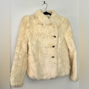 Vintage Women's Cream Rabbit Fur Coat